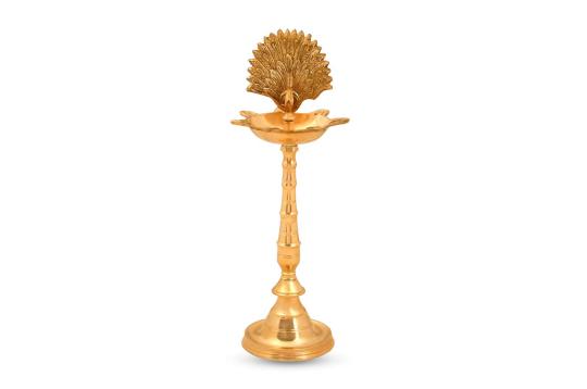 Brass Peacock Samayi Oil Lamp-Large-Set of 2