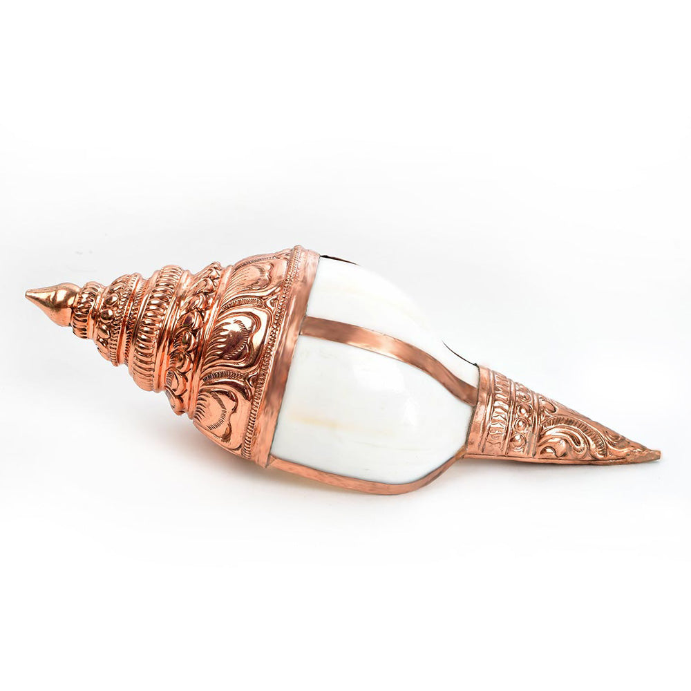 Vamavarti Shankh in Copper Encasing-355 gms