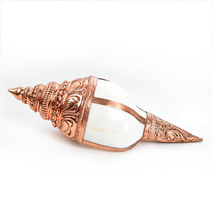 Vamavarti Shankh in Copper Encasing-355 gms