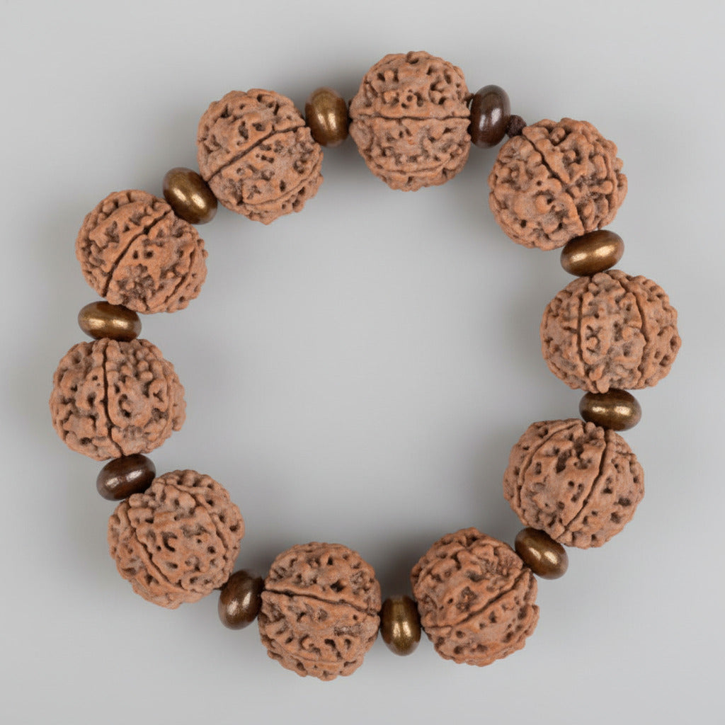 6 Mukhi Nepali Rudraksha x Red Sandalwood Bracelet-Small