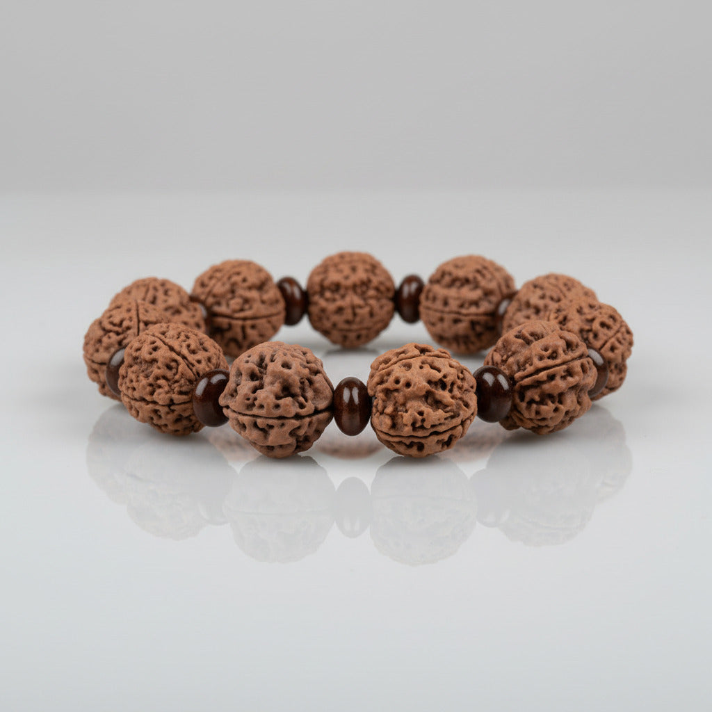 4 Mukhi Nepali Rudraksha x Red Sandalwood Bracelet-Large