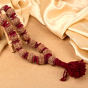 6 Mukhi Nepal Rudraksha Woolen Spacers Kantha Mala-Regular