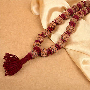 7 Mukhi Nepali Rudraksha Woolen Spacers Kantha Mala-Large