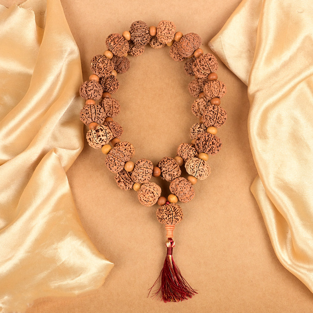 8 Mukhi Nepal Rudraksha x Sandalwood Beads Kantha Mala