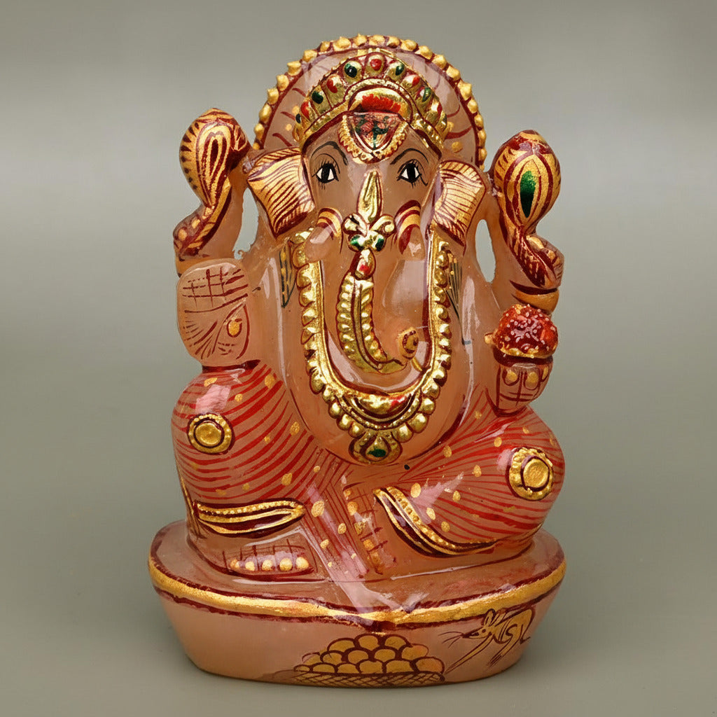 Exotic Rose Quartz Ganesha Idol - 432 gms