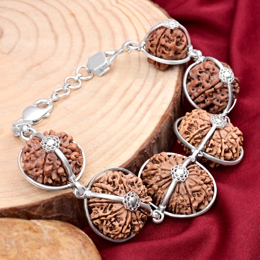 Healing Power Bracelet-Nepal-Large-Silver Basket With Elastic