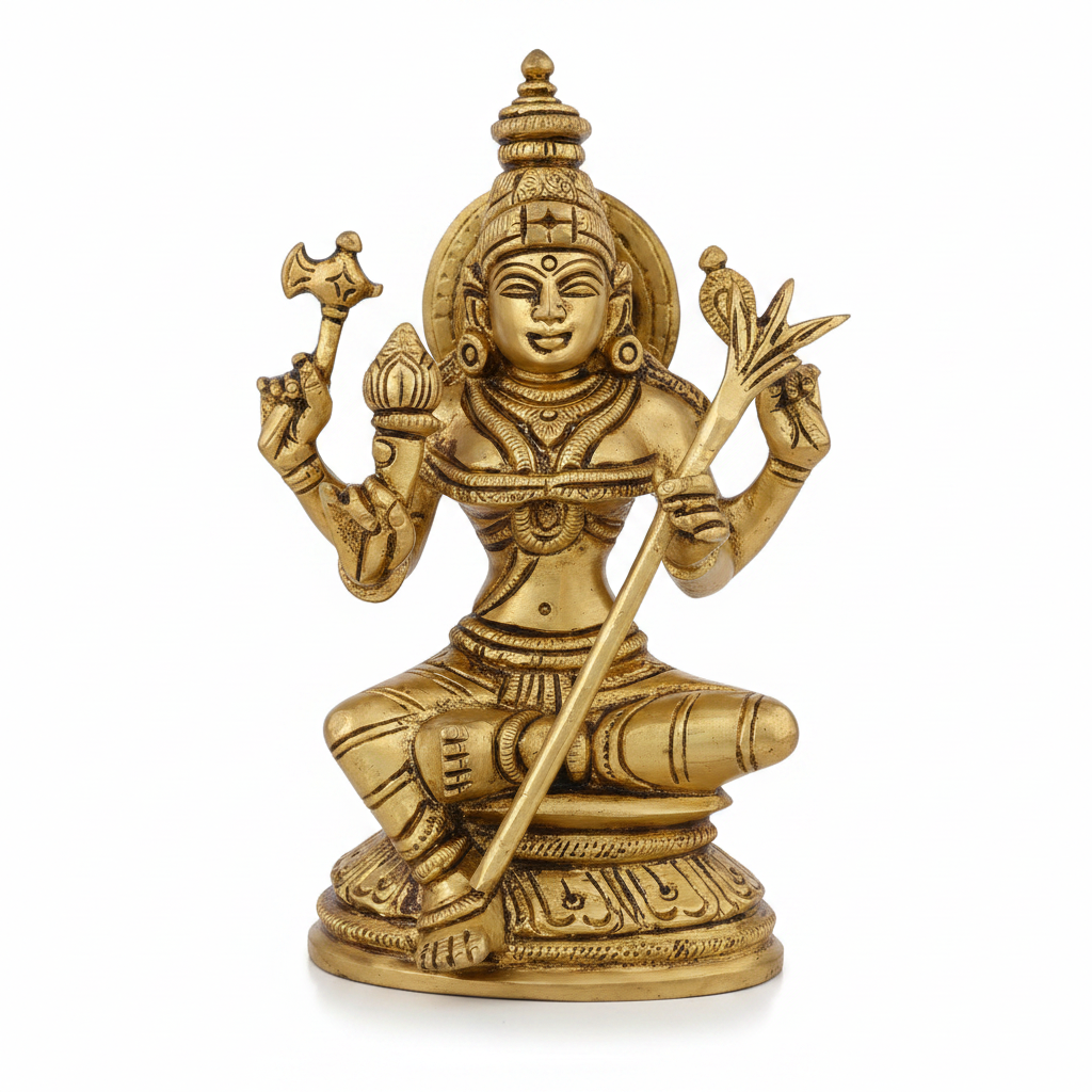 Raja Rajeshwari Devi Brass Idol Pure Brass Handcrafted Puja Murti for Home Mandir