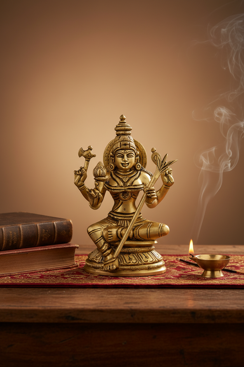 Raja Rajeshwari Devi Brass Idol Pure Brass Handcrafted Puja Murti for Home Mandir