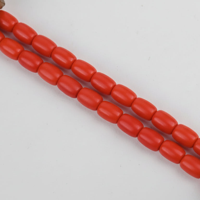 Red Coral Drum Shaped Beads Bracelet-8 x 6 mm