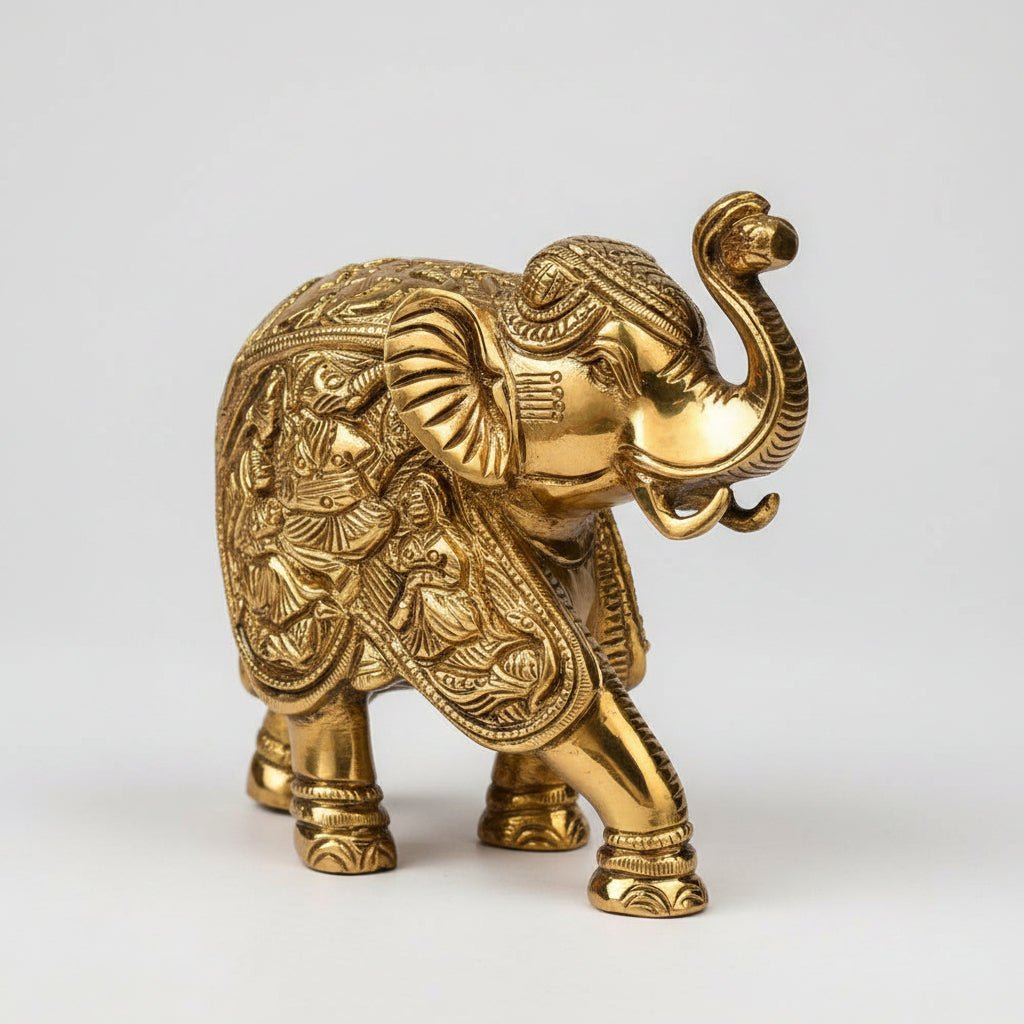 Riddhi Siddhi Ganesh on Elephant Brass Idol | 4.5 Inch Premium Statue