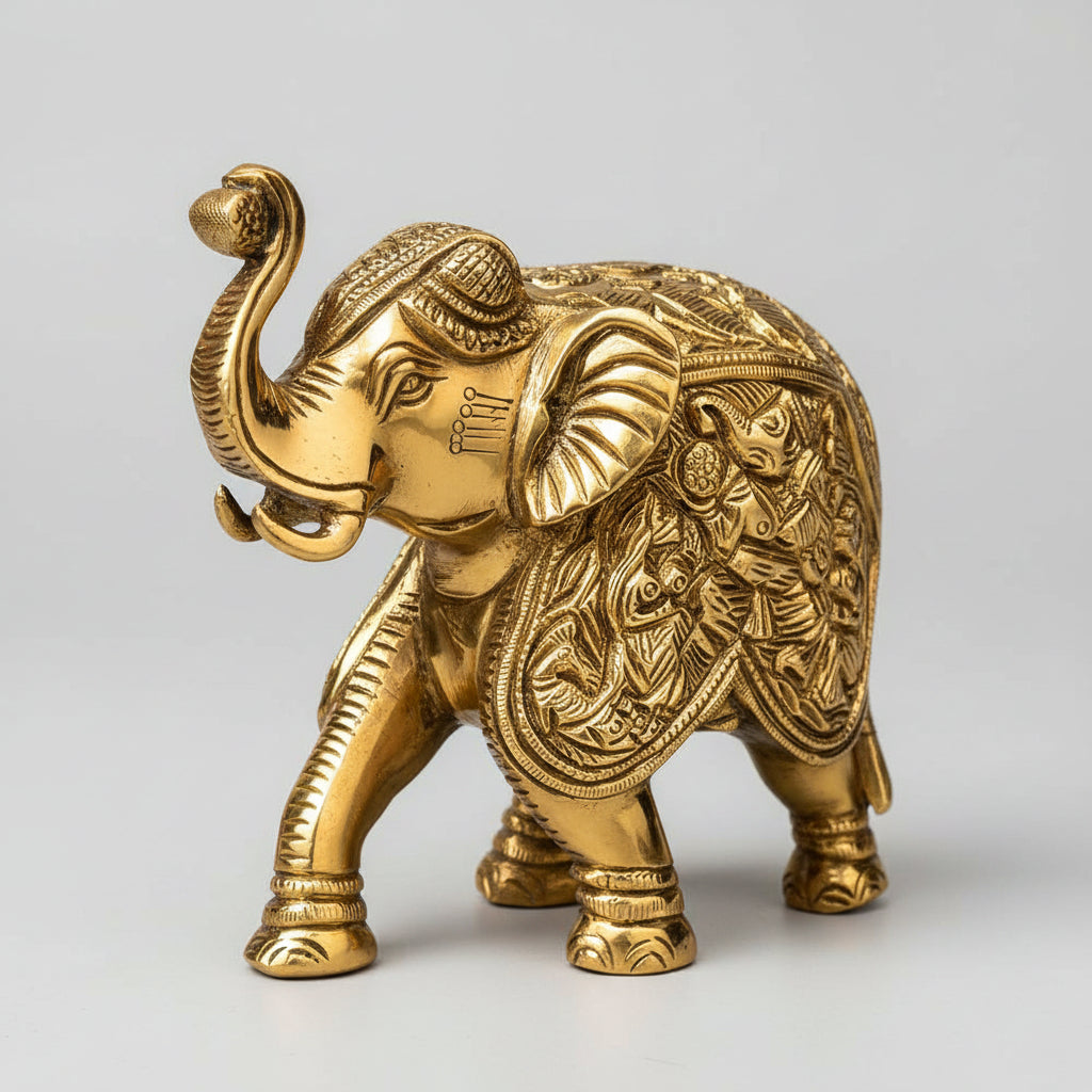 Riddhi Siddhi Ganesh on Elephant Brass Idol | 4.5 Inch Premium Statue