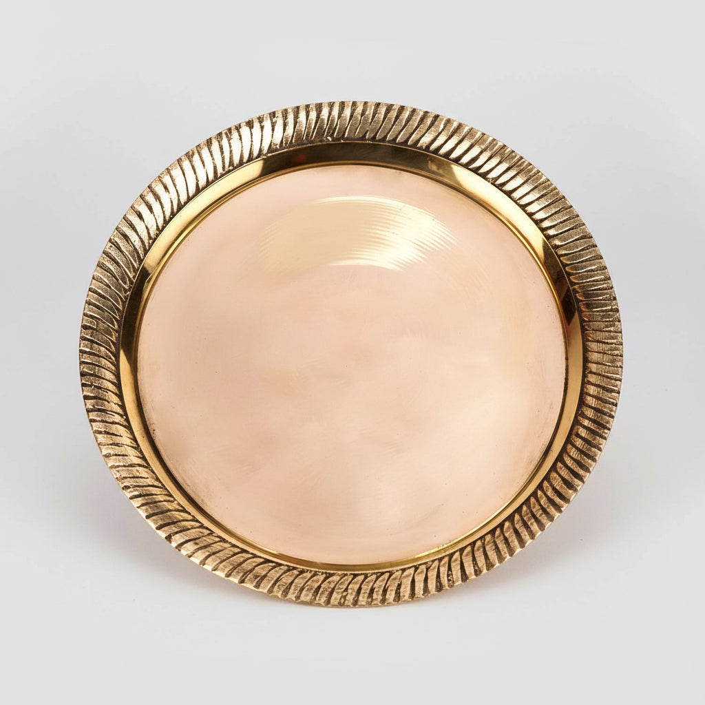 Round Pedestal Thali In Brass-Large