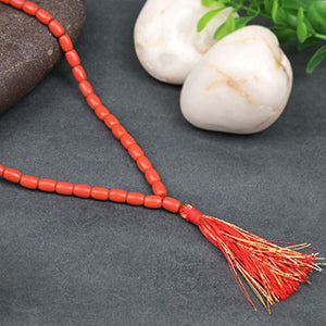 Coral Drum Shaped Beads Mala-10 mm