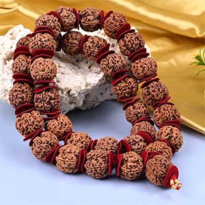 5 Mukhi Nepal Rudraksha Woolen Spacer Kantha Mala-Regular
