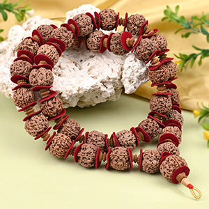 5 Mukhi Nepal Rudraksha Woolen & Wooden Spacer Kantha-Collector