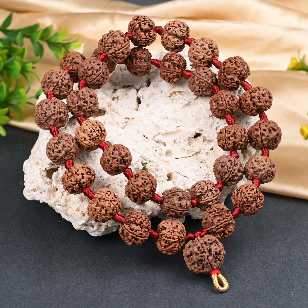 5 Mukhi Nepal Rudraksha Silk Thread Kantha-Large