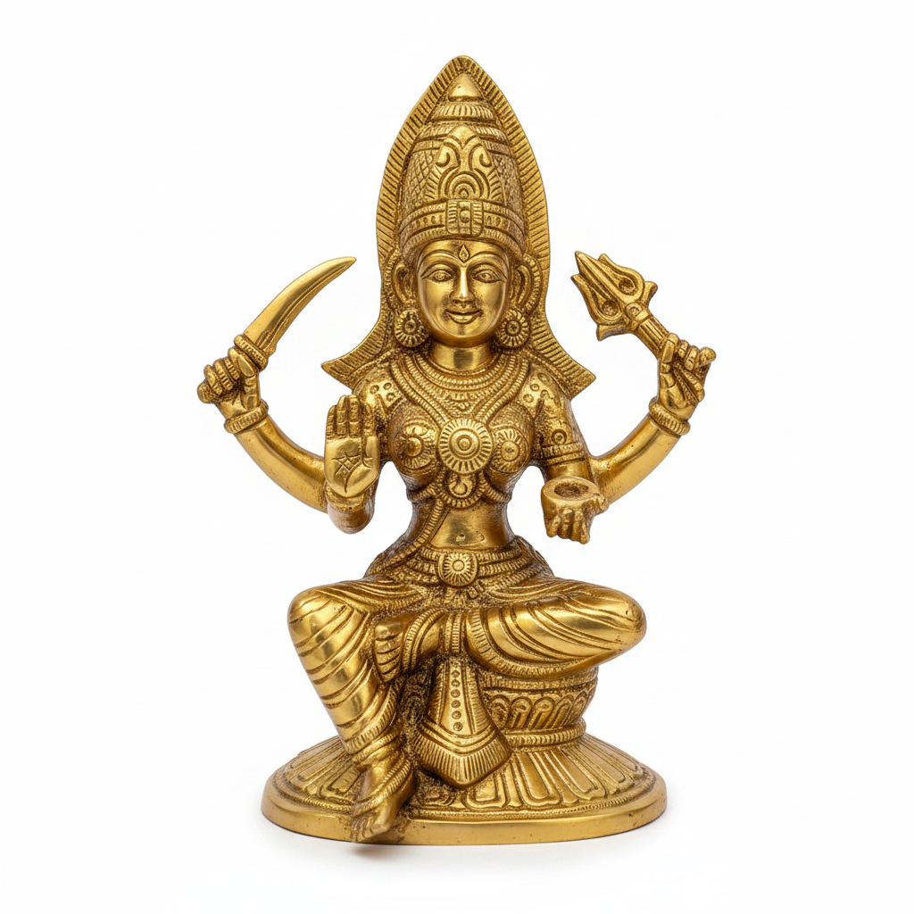 Santoshi Maa Brass Idol 6 Inch Handcrafted Murti for Home Temple Puja