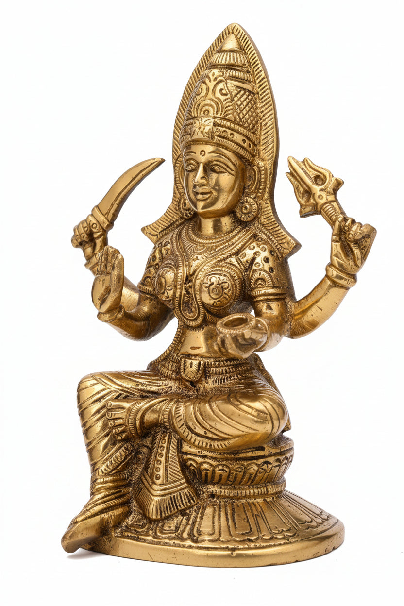 Santoshi Maa Brass Idol 6 Inch Handcrafted Murti for Home Temple Puja - ManiMonk