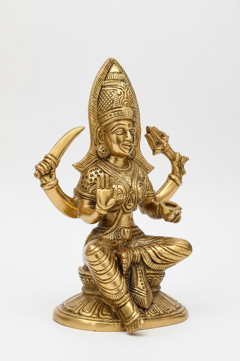 Santoshi Maa Brass Idol 6 Inch Handcrafted Murti for Home Temple Puja - ManiMonk