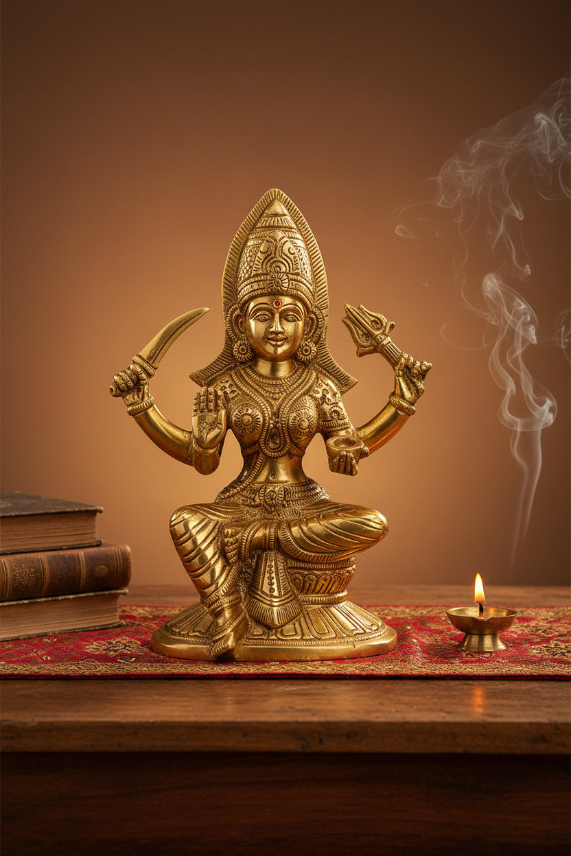 Santoshi Maa Brass Idol 6 Inch Handcrafted Murti for Home Temple Puja