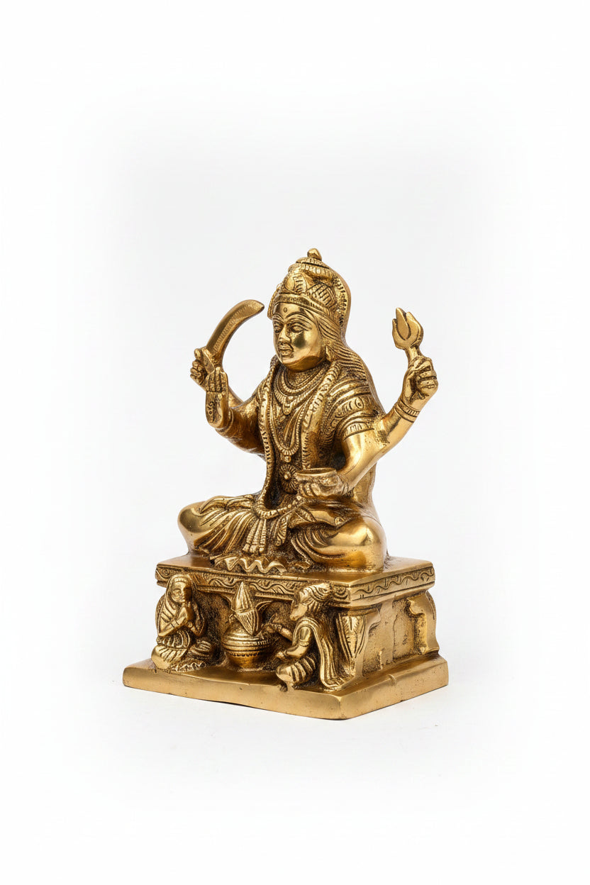 Santoshi Mata Brass Idol 5.5 Inch Handcrafted Statue for Home Temple - ManiMonk