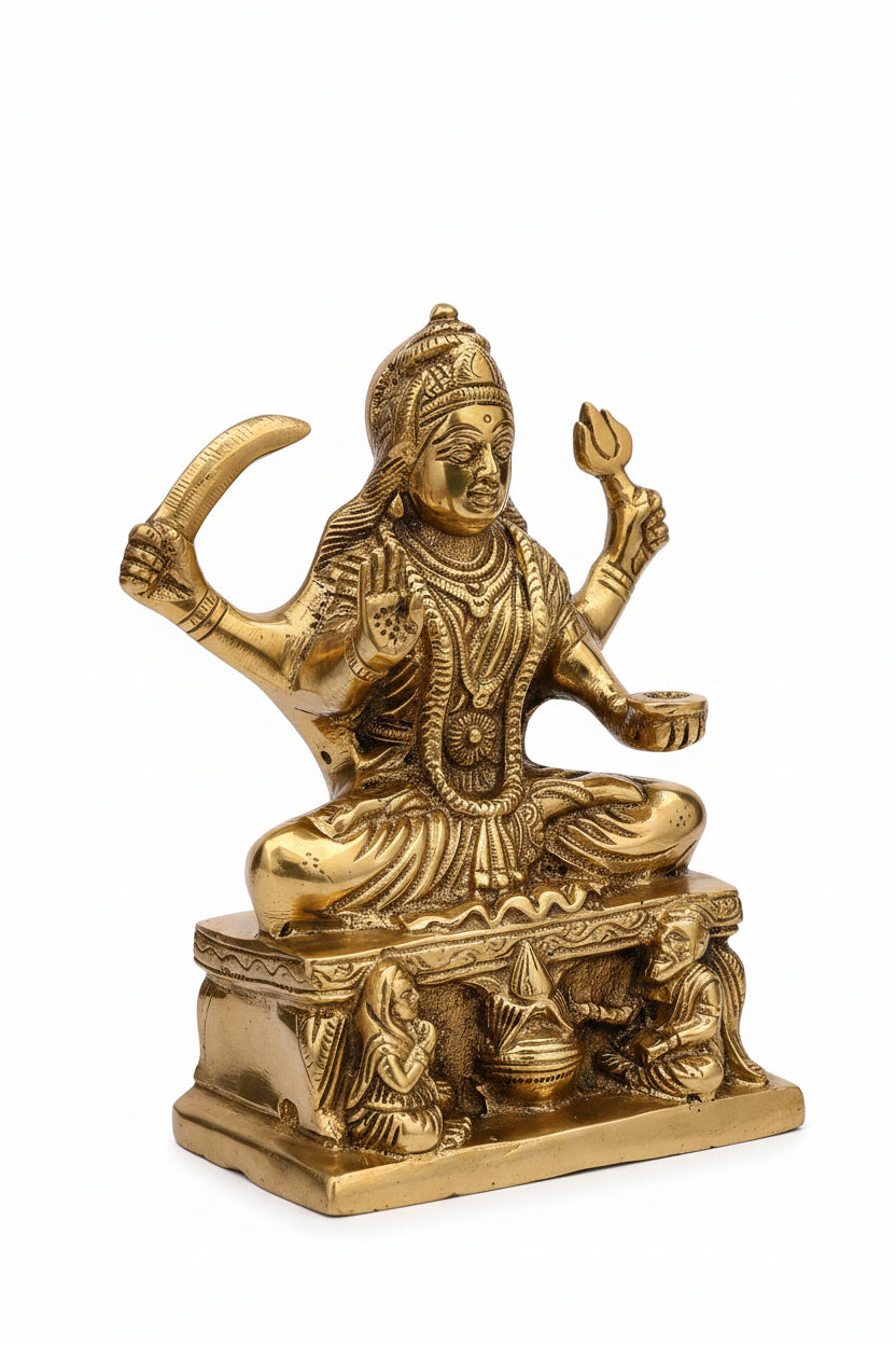 Santoshi Mata Brass Idol 5.5 Inch Handcrafted Statue for Home Temple - ManiMonk