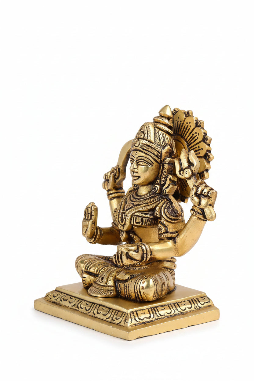 Santoshi Mata Brass Idol Handcrafted 5.5 Inch Deity Statue Premium Solid Brass for Home Temple and Puja - ManiMonk
