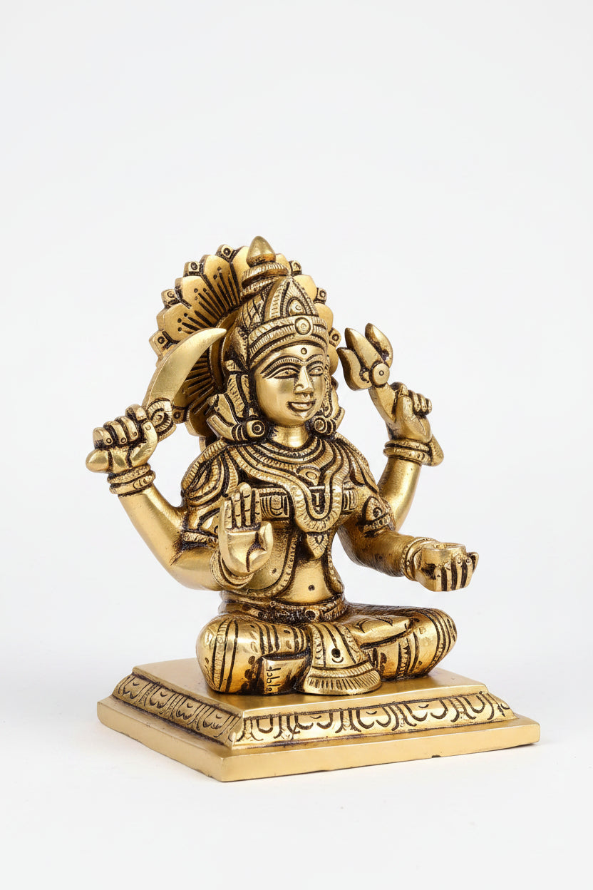 Santoshi Mata Brass Idol Handcrafted 5.5 Inch Deity Statue Premium Solid Brass for Home Temple and Puja - ManiMonk