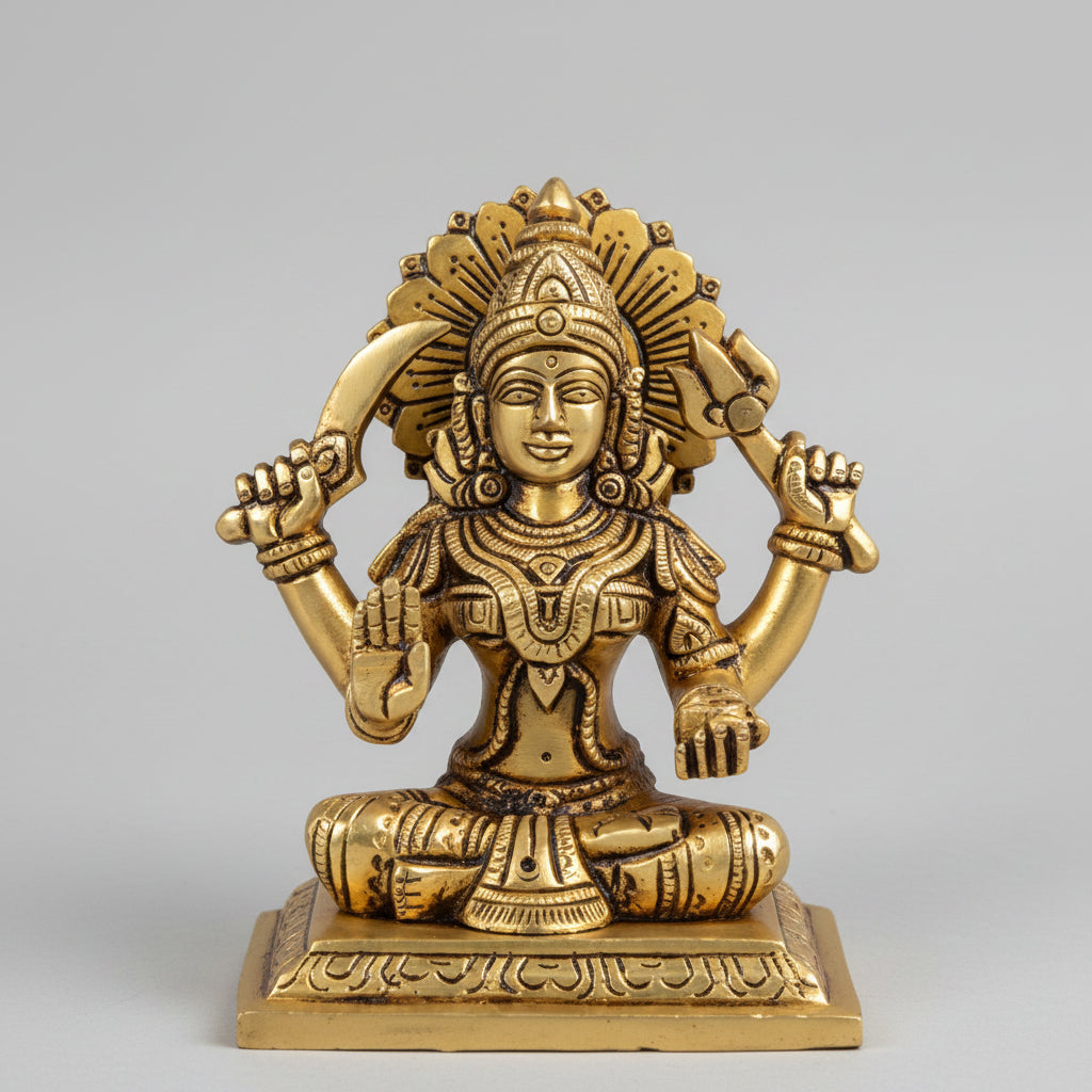Santoshi Mata Brass Idol Handcrafted 5.5 Inch Deity Statue Premium Solid Brass for Home Temple and Puja