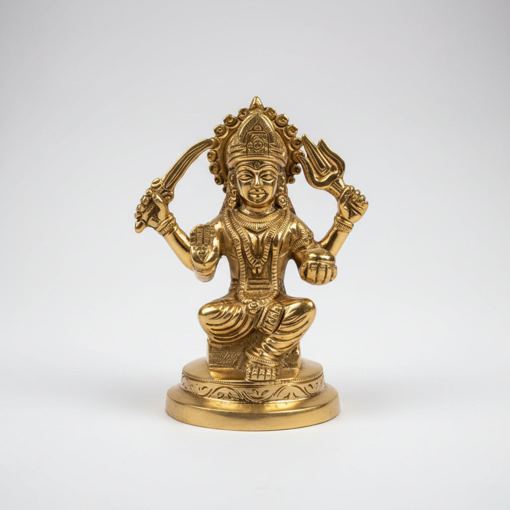 Santoshi Mata Brass Idol Pure Brass Murti for Home Temple 4 Inch