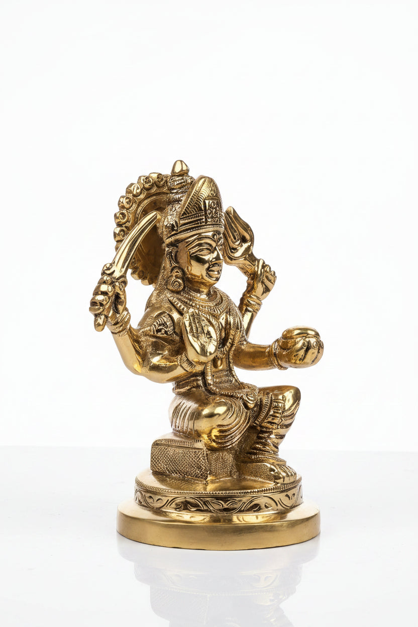 Santoshi Mata Brass Idol Pure Brass Murti for Home Temple 4 Inch - ManiMonk