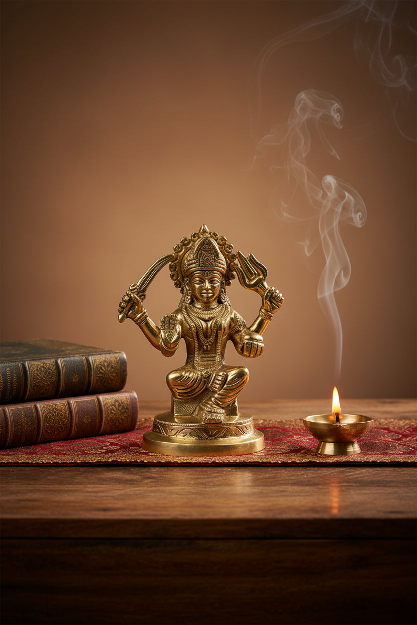 Santoshi Mata Brass Idol Pure Brass Murti for Home Temple 4 Inch