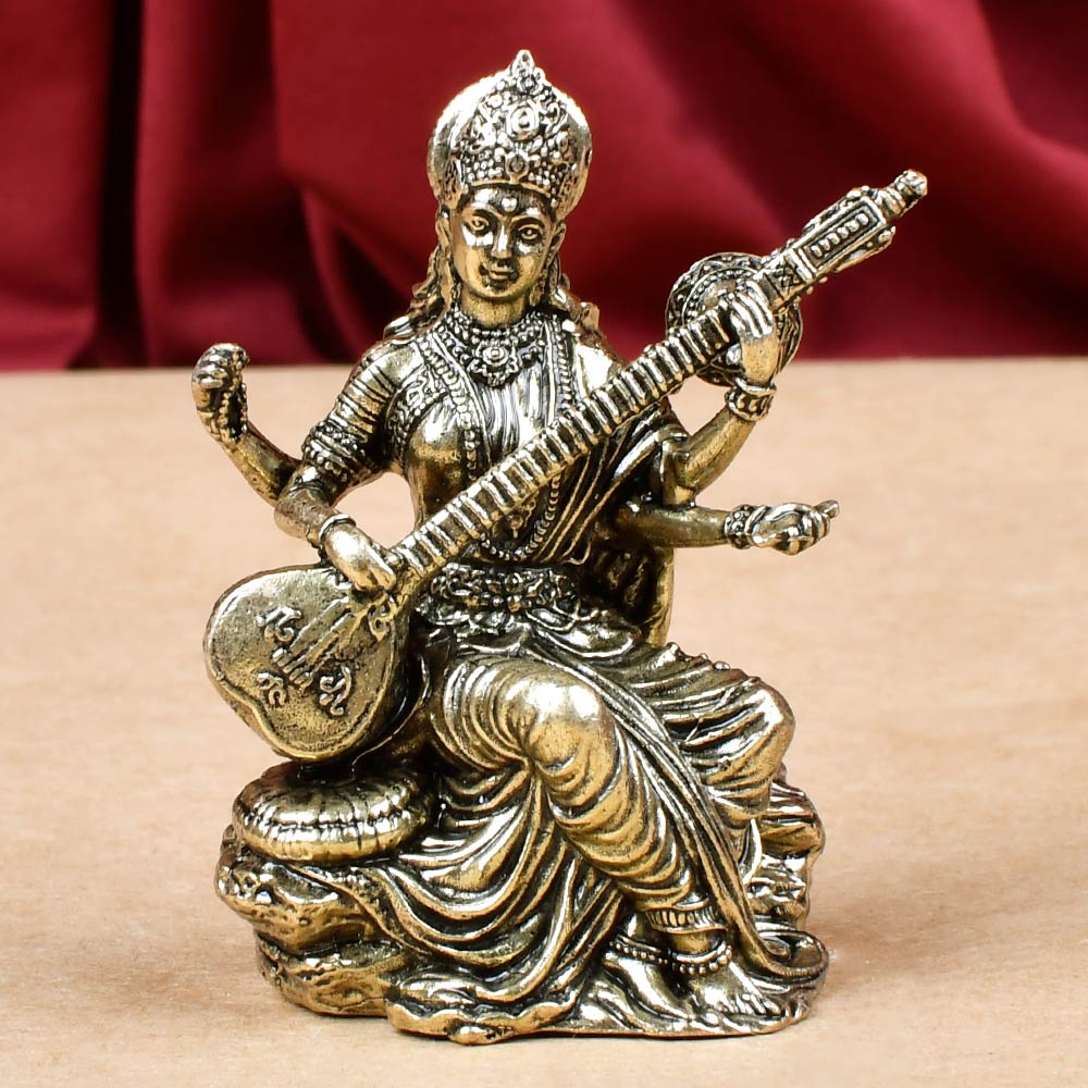 Saraswati Devi Ashtadhatu Idol