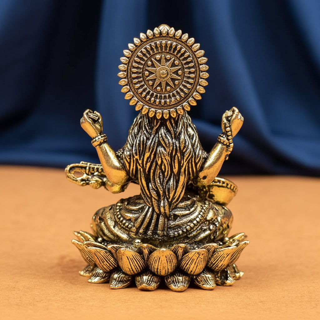 Saraswati on Lotus Ashtadhatu Idol