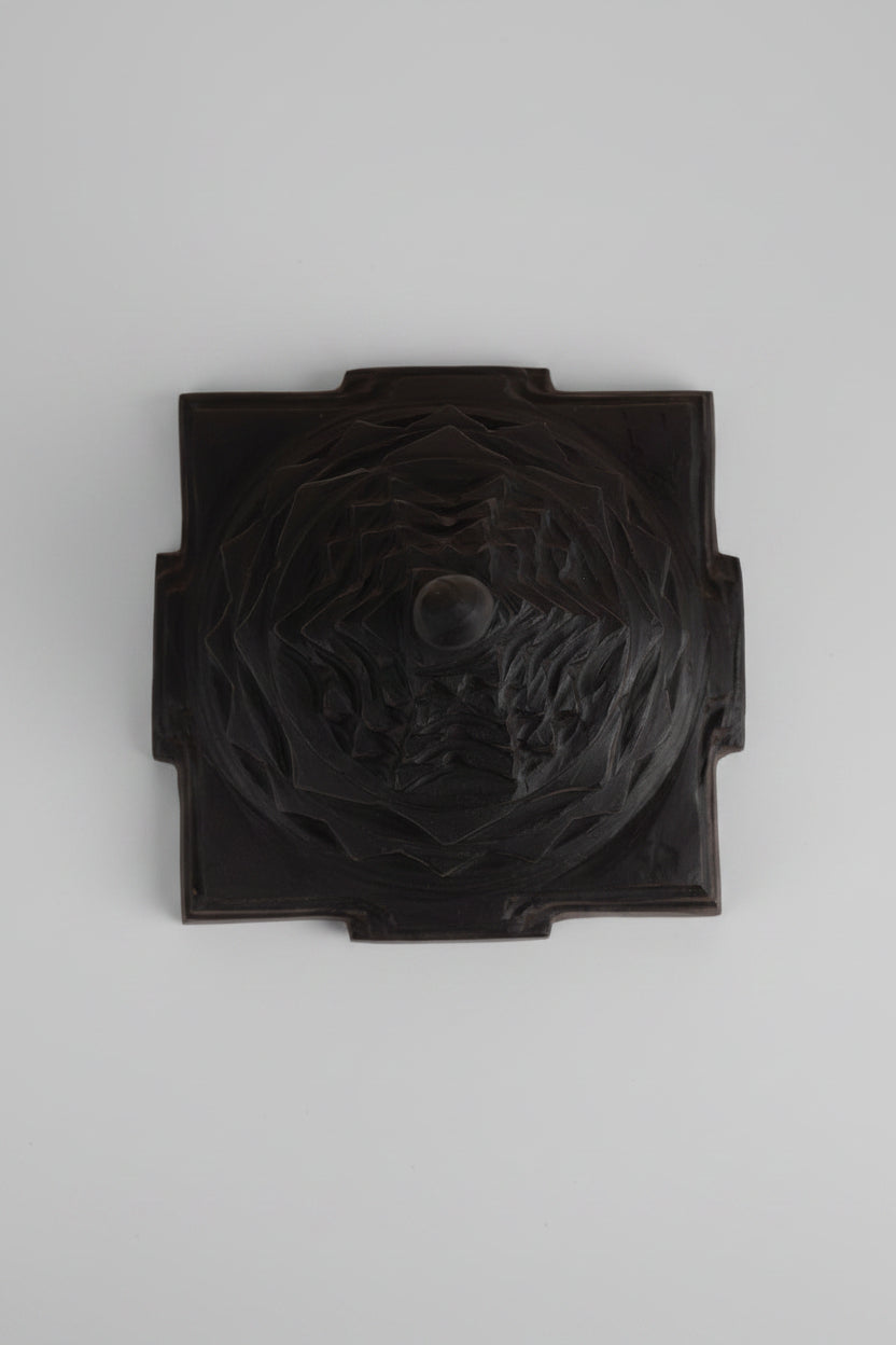Shaligram Shree Yantra | 3.8 Inches | Natural Sacred Stone | ManiMonk