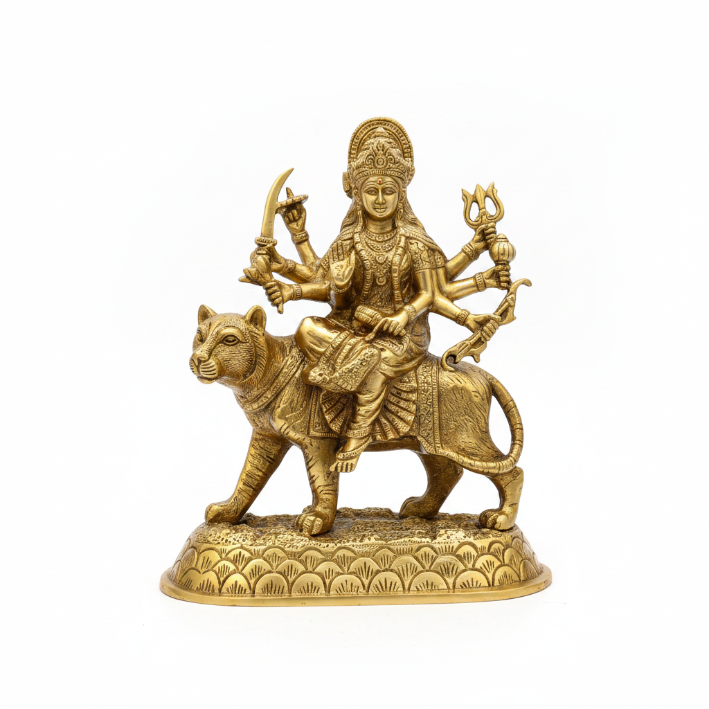 Sherawali Durga Mata Brass Murti 9 Inch Premium Handcrafted Idol