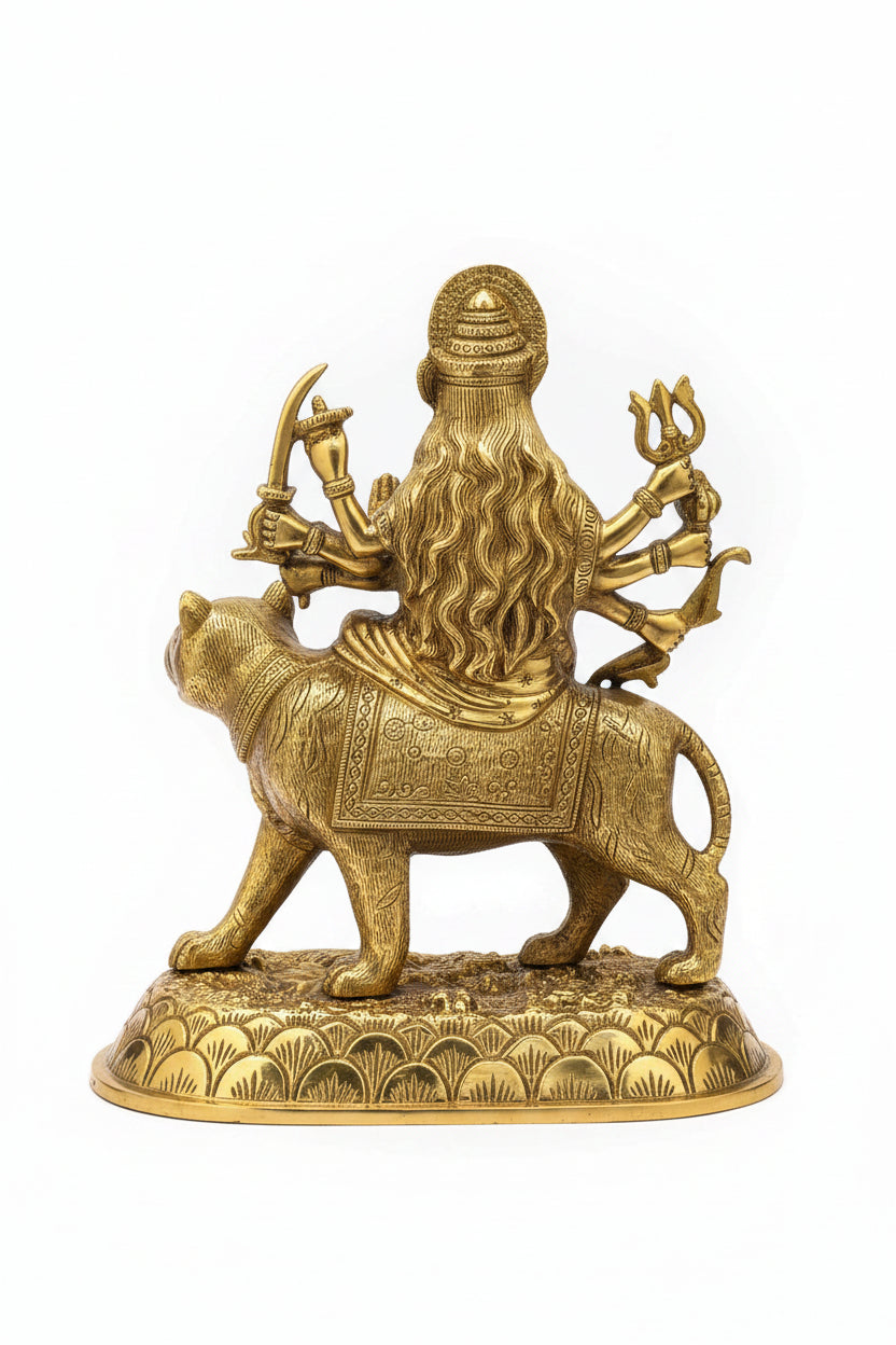 Sherawali Durga Mata Brass Murti 9 Inch Premium Handcrafted Idol - ManiMonk
