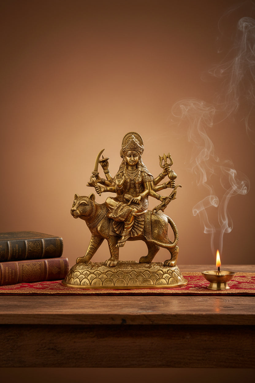 Sherawali Durga Mata Brass Murti 9 Inch Premium Handcrafted Idol