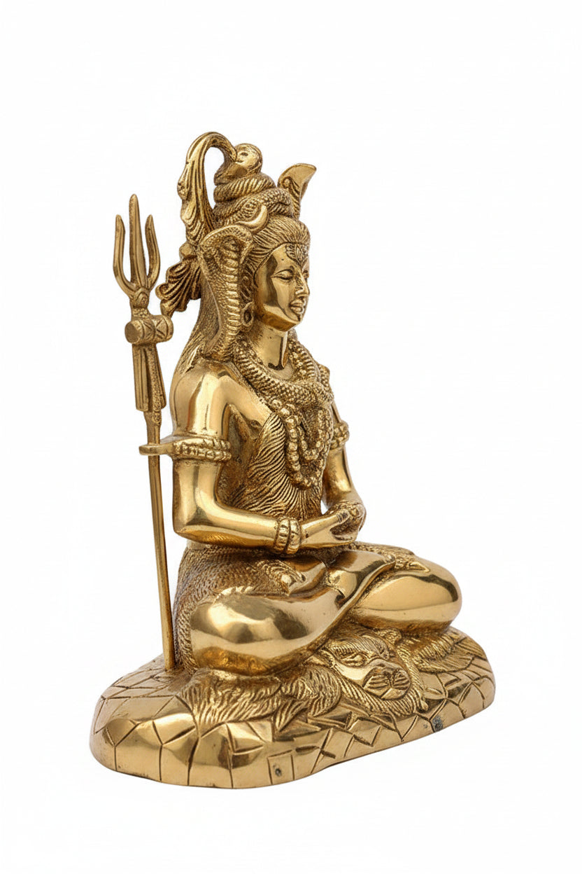 Shiva Brass Murti 12 Inch Standing Pure Brass Lord Shiva Idol for Home Mandir