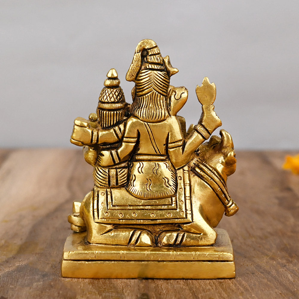 Shiva Parivar Brass Idol Handcrafted Sacred Family Statue 3.3 Inch - ManiMonk
