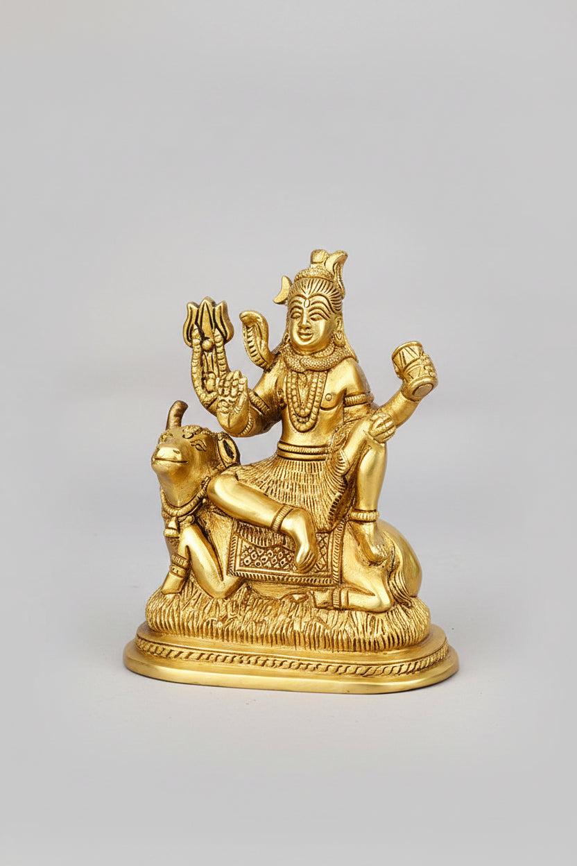 Shiva on Nandi Brass Idol | Premium Handcrafted Statue – 5 Inch