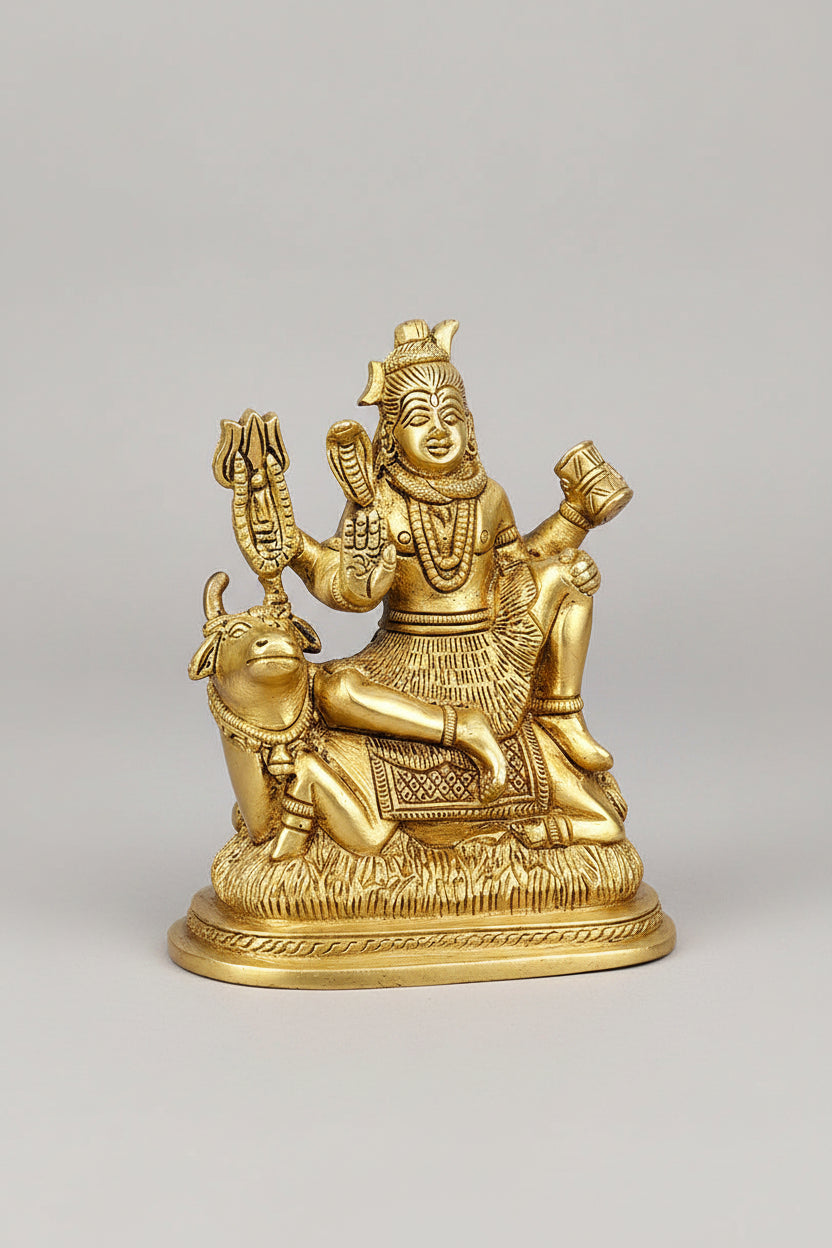 Shiva on Nandi Brass Idol | Premium Handcrafted Statue – 5 Inch