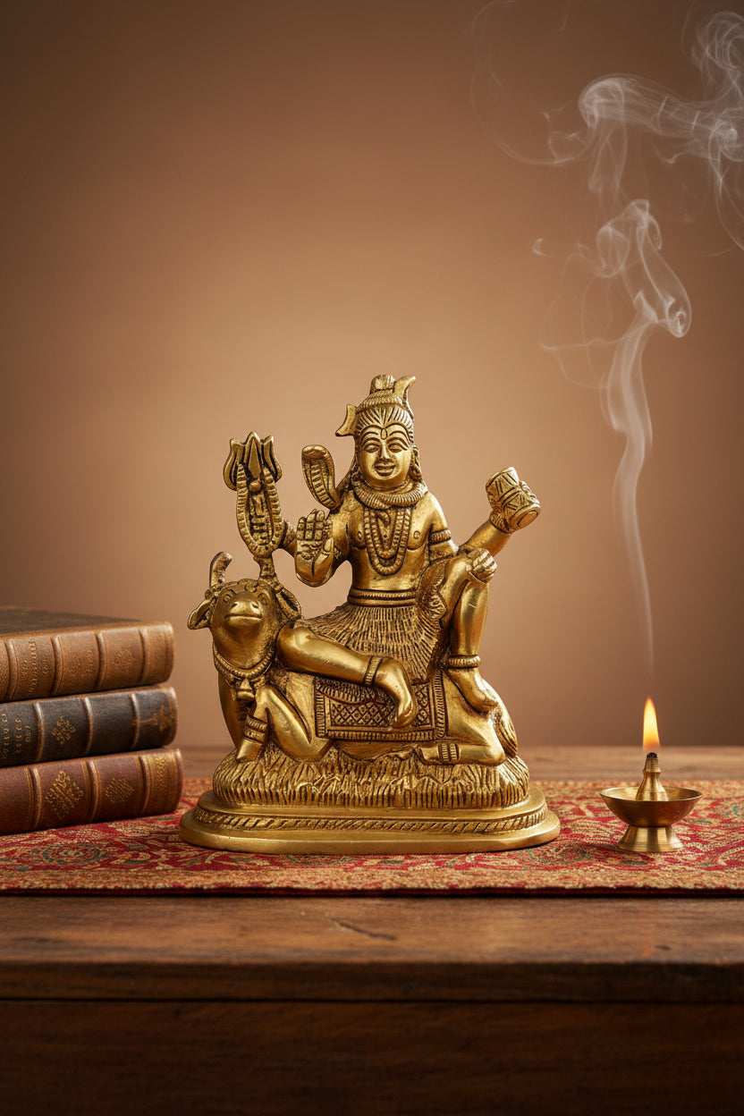 Shiva on Nandi Brass Idol - ManiMonk