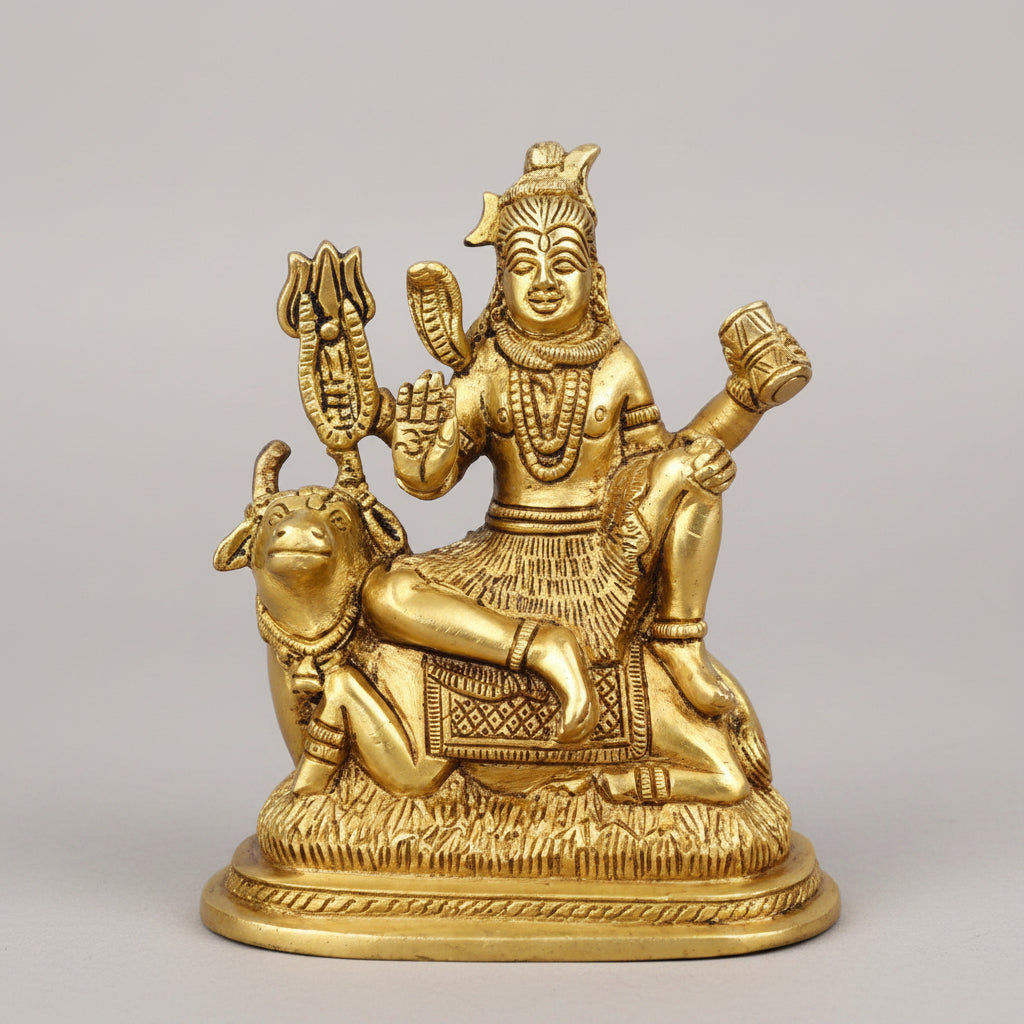 Shiva on Nandi Brass Idol | Premium Handcrafted Statue – 5 Inch