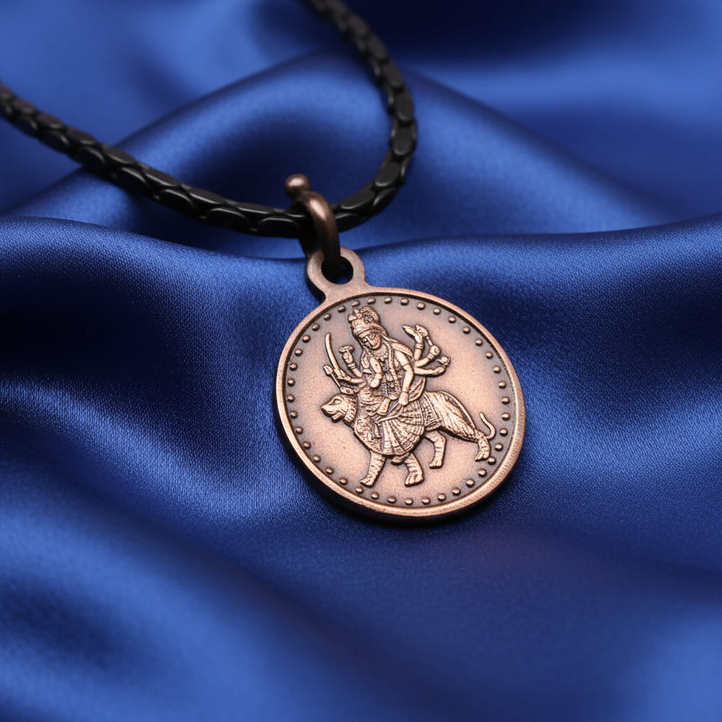 Shree Durga Bisa Yantra Copper Locket-Large-With Copper Chain