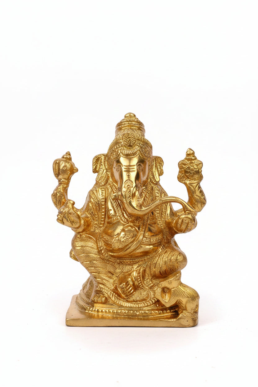 Shree Ganesh Panchdhatu Idol Handcrafted Five Metal Ganesha Murti for Home Puja and Temple Decor