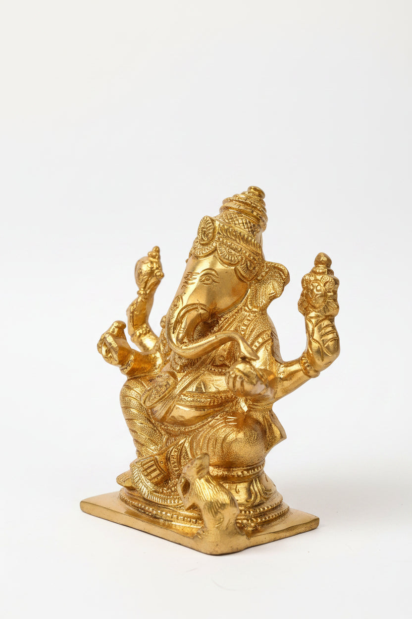 Shree Ganesh Panchdhatu Idol Handcrafted Five Metal Ganesha Murti for Home Puja and Temple Decor