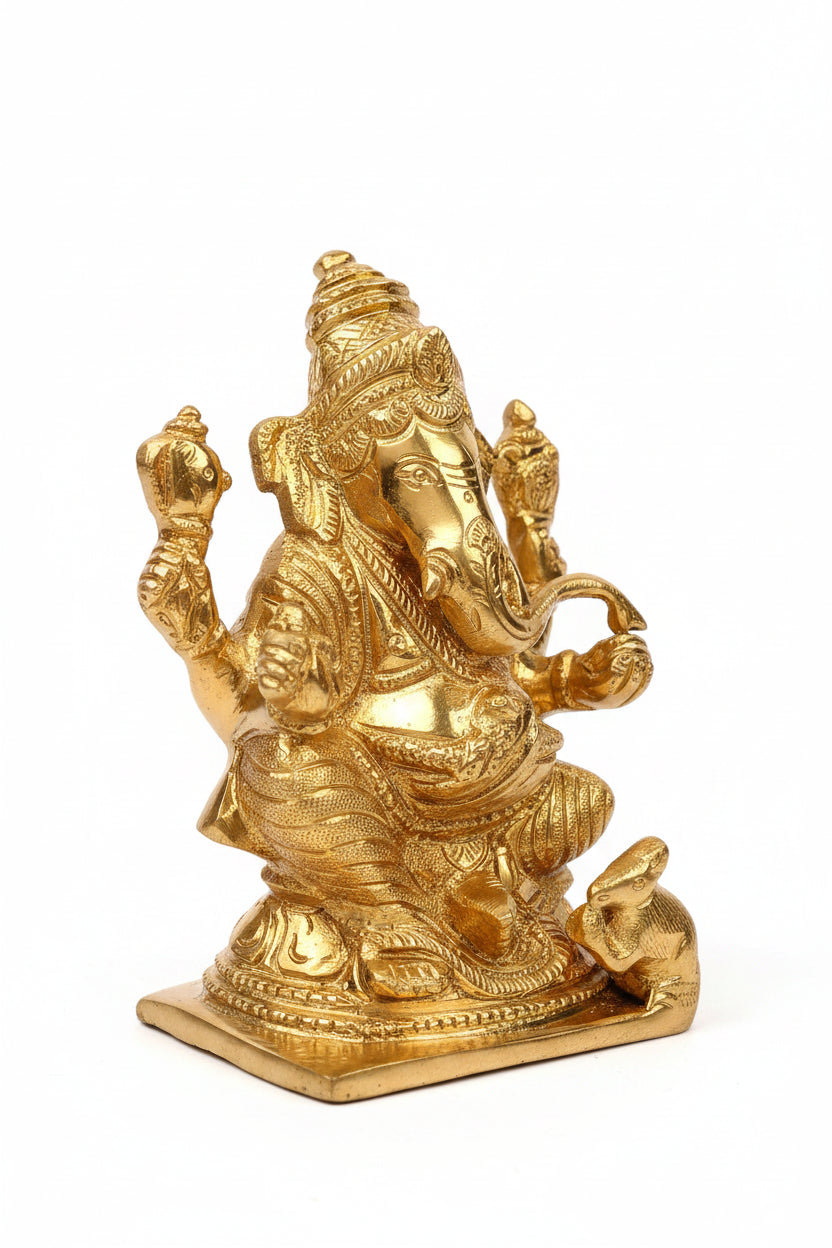 Shree Ganesh Panchdhatu Idol Handcrafted Five Metal Ganesha Murti for Home Puja and Temple Decor