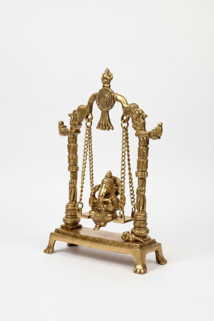 Shree_Ganesh_on_Swing_Brass_Idol_12_Inches_Handcrafted_Pure_Brass