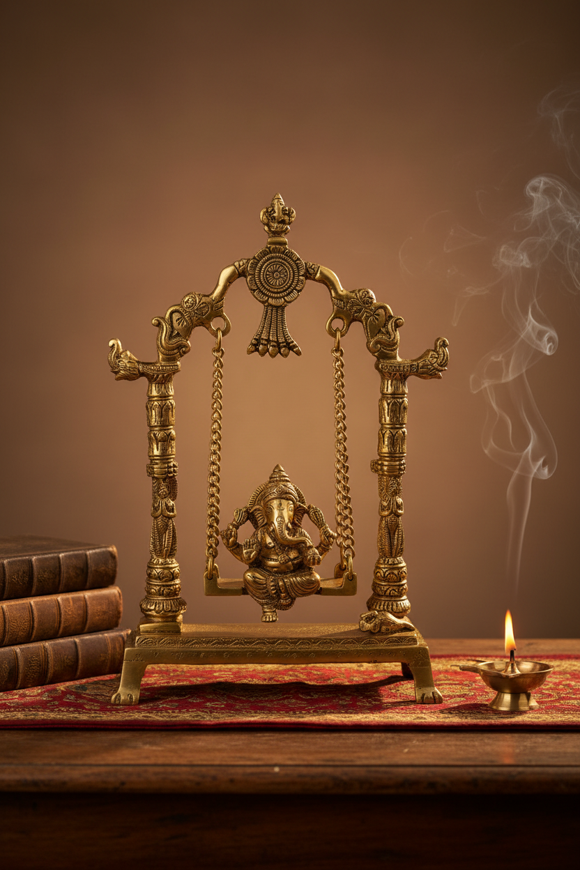 Shree_Ganesh_on_Swing_Brass_Idol_12_Inches_Handcrafted_Pure_Brass